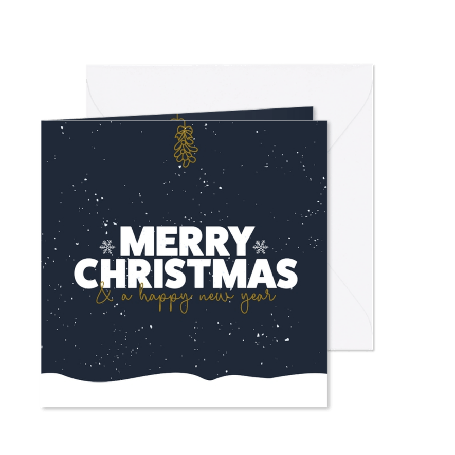 Kerstkaart - Merry Christmas - sneeuwlaag - Kaartimpressie