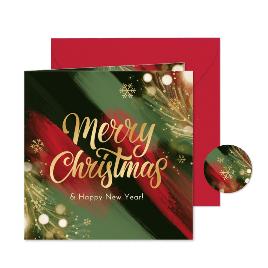 Kerstkaart merry christmas verf abstract lichtjes sneeuw - Kaartimpressie