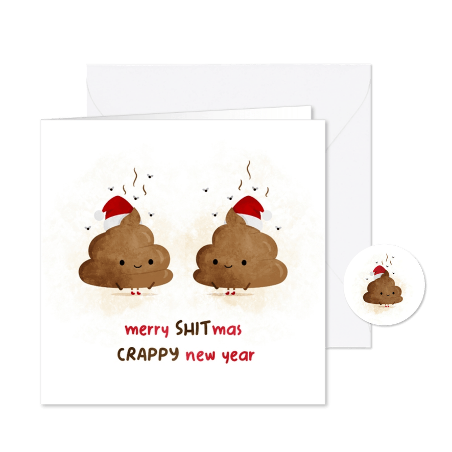  Kerstkaart merry SHITmas CRAPPY new year - Kaartimpressie
