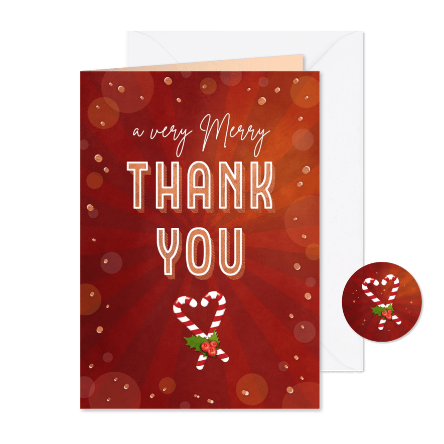 Kerstkaart merry thank you and happy new year - Kaartimpressie