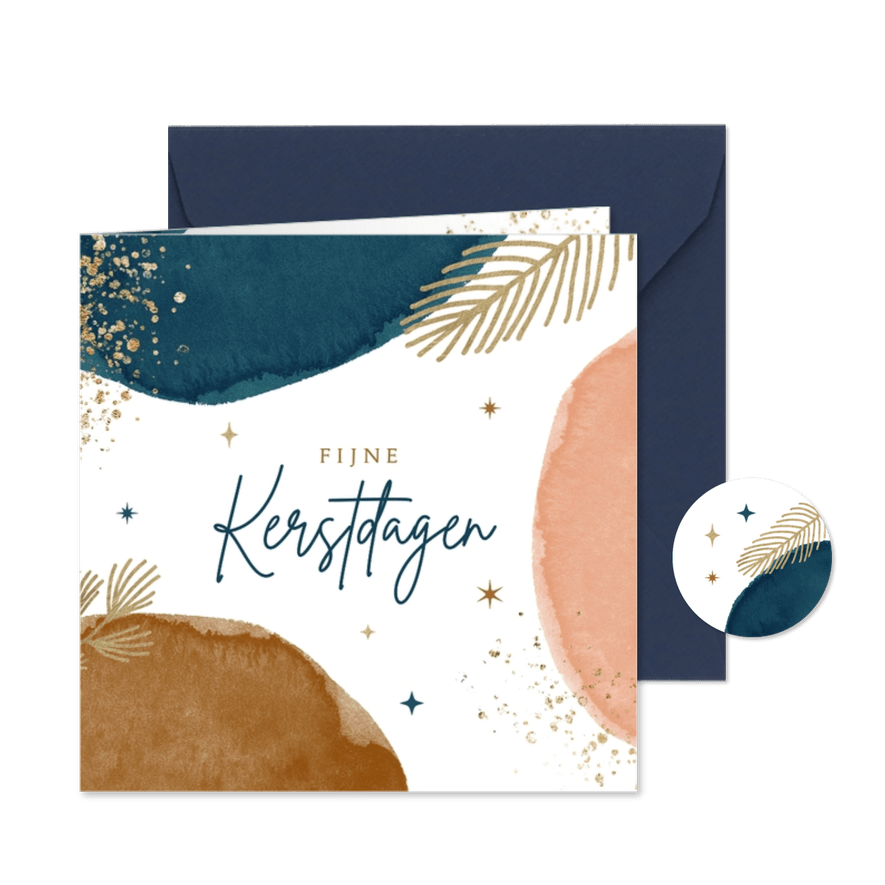 Kerstkaart met abstracte waterverf elementen - Kaartimpressie