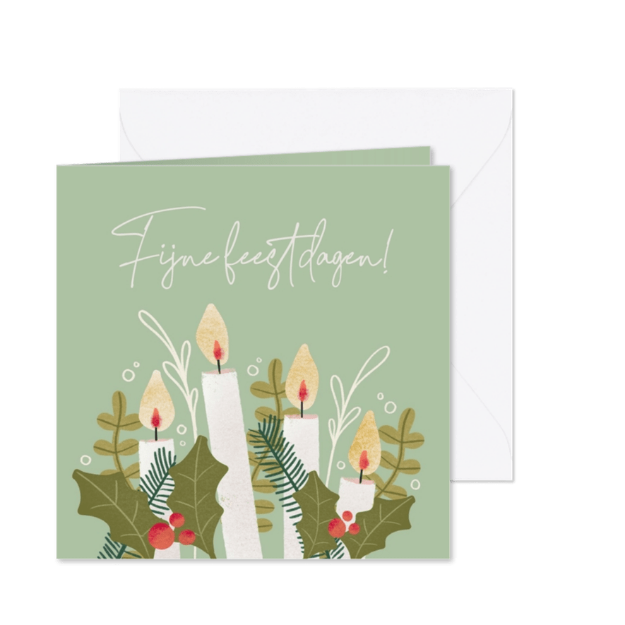 Kerstkaart met adventskaarsen en kerstgroen - Kaartimpressie