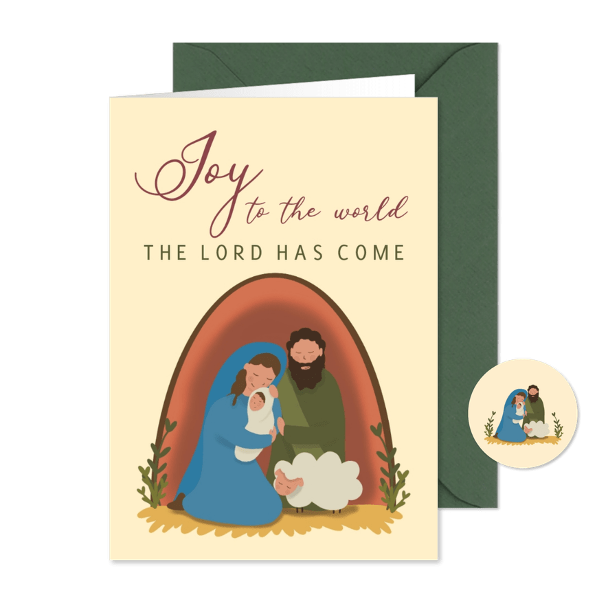 Kerstkaart met baby Jezus, Jozef en maria - Kaartimpressie