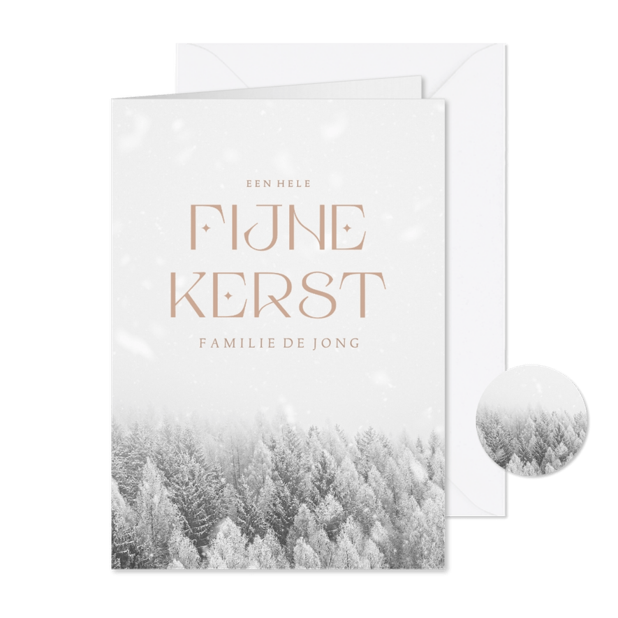 Kerstkaart met besneeuwd landschap - Kaartimpressie