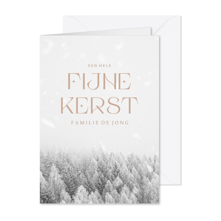 Kerstkaart met besneeuwd landschap - Kaartimpressie