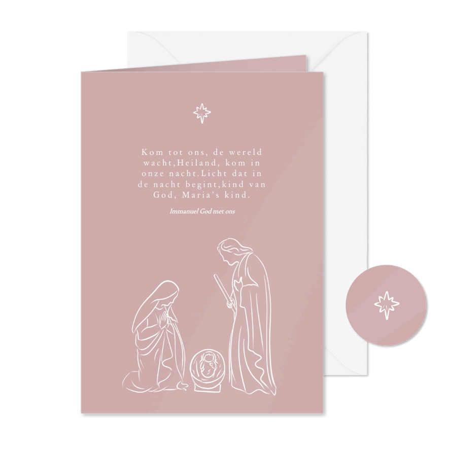 Kerstkaart met bijbeltekst en kersttal figuren - Kaartimpressie