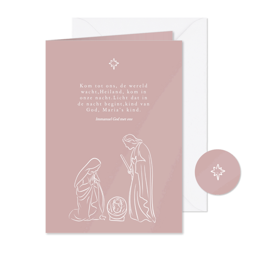 Kerstkaart met bijbeltekst en kersttal figuren - Kaartimpressie