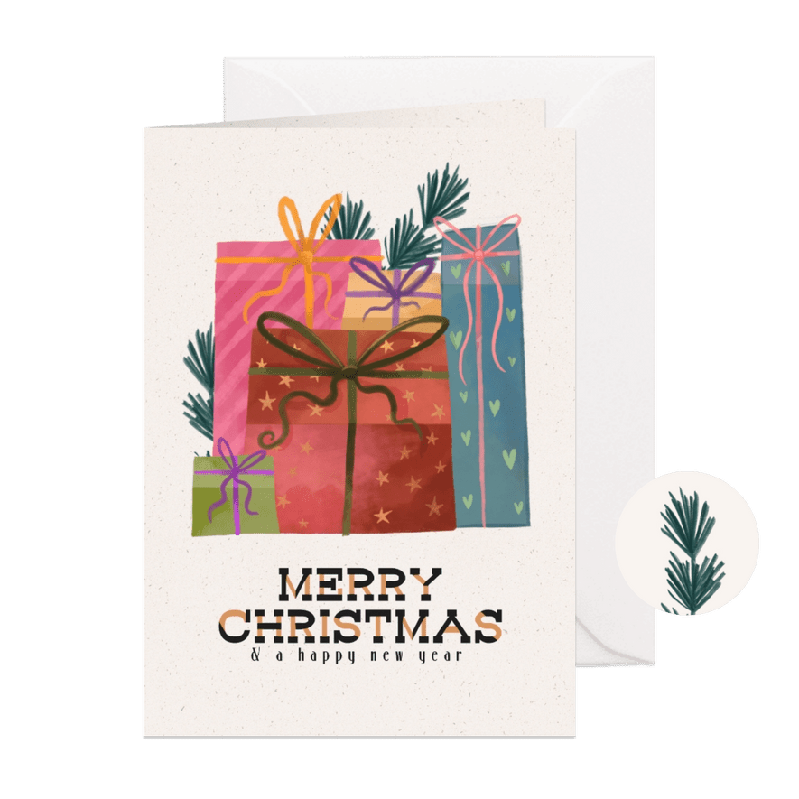 Kerstkaart met cadeautjes - Kaartimpressie