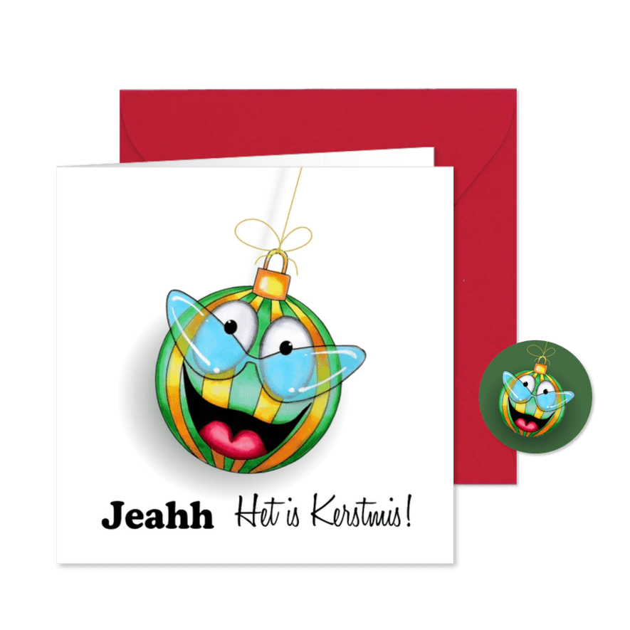 Kerstkaart met disco kerstbal - Kaartimpressie