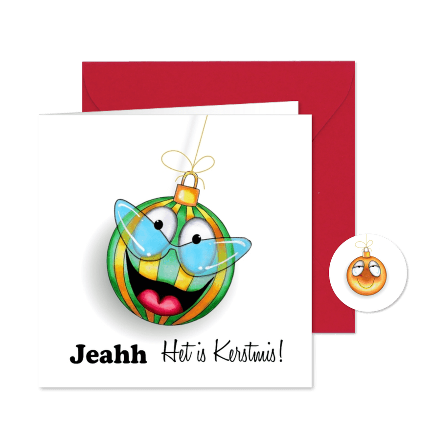 Kerstkaart met disco kerstbal - Kaartimpressie