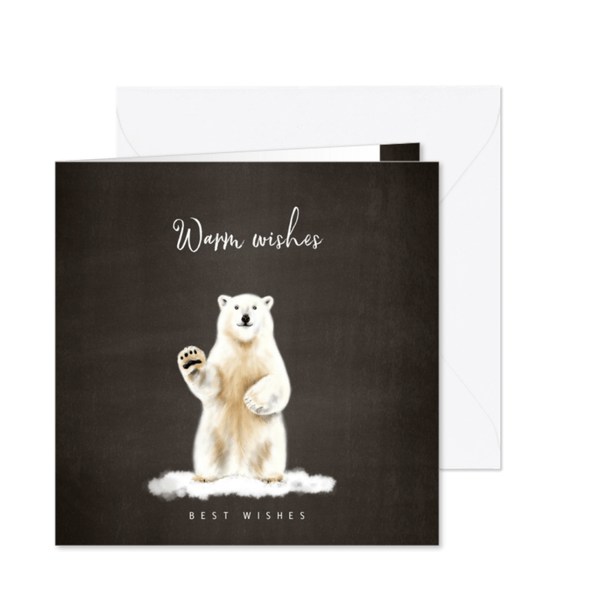 Kerstkaart met een illustratie van een ijsbeer - Kaartimpressie