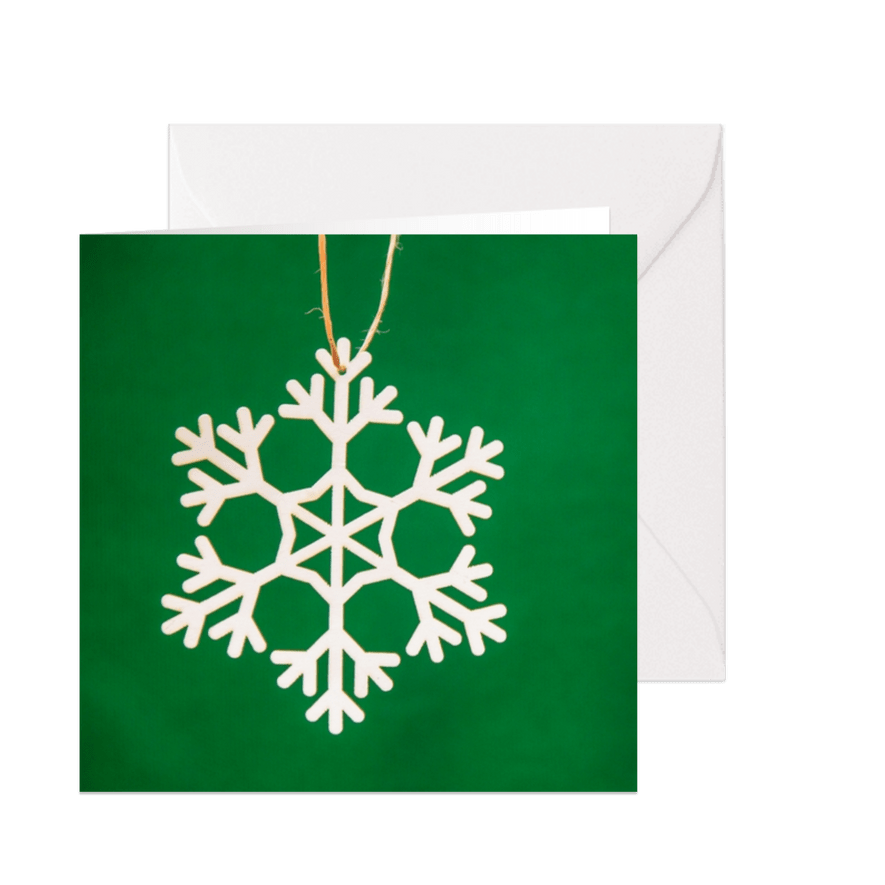 Kerstkaart met een witte houten sneeuwvlokken - Kaartimpressie