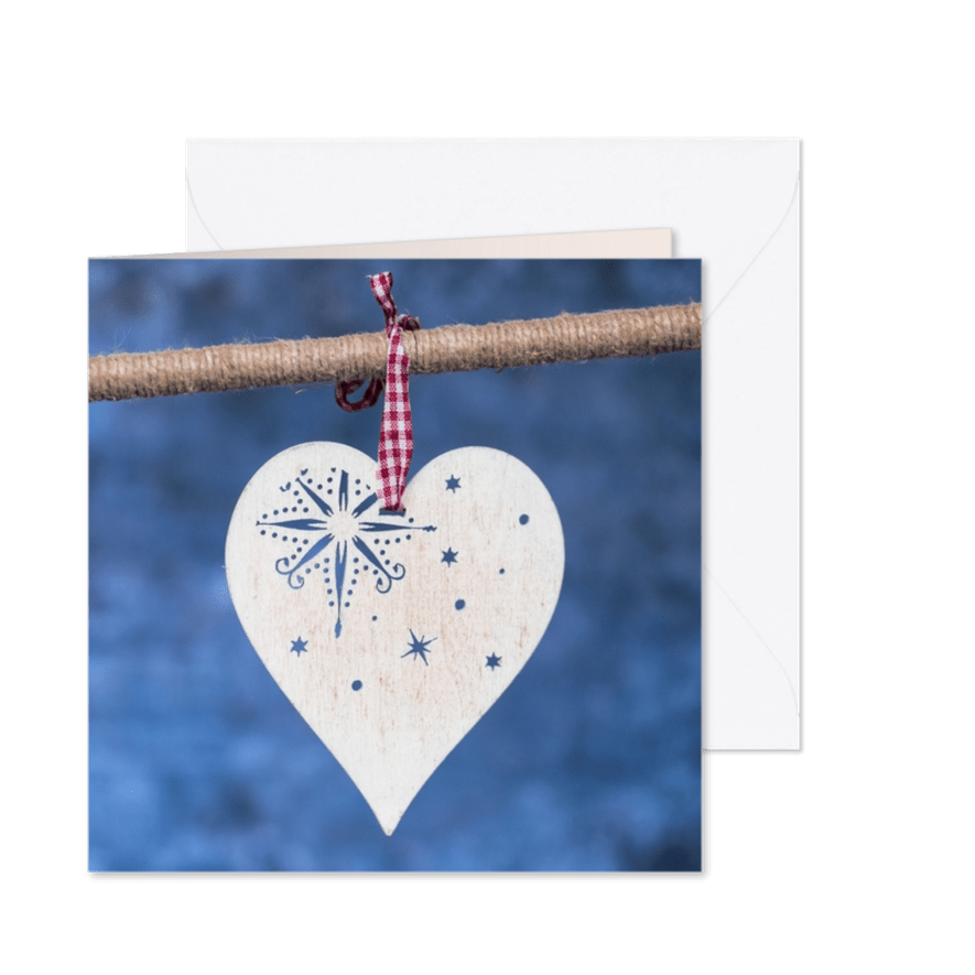 Kerstkaart met een witte houten ster - Kaartimpressie