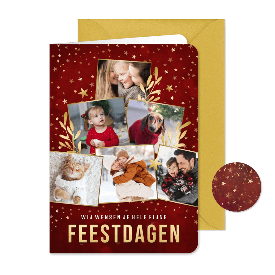 Kerstkaart met eigen foto's - collage in kerstboom vorm - Kaartimpressie