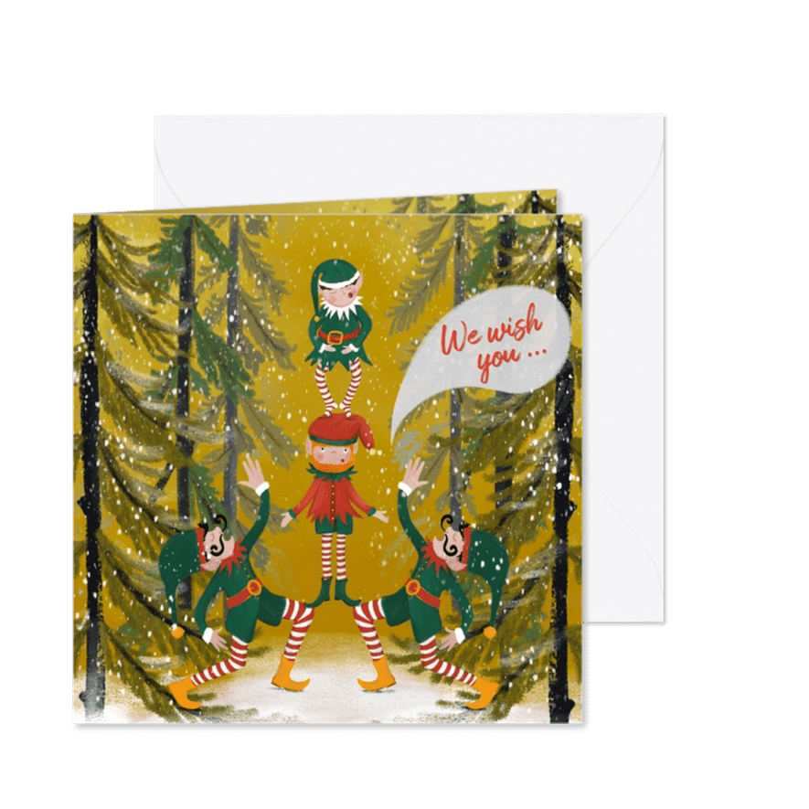 Kerstkaart met elfjes - Kaartimpressie