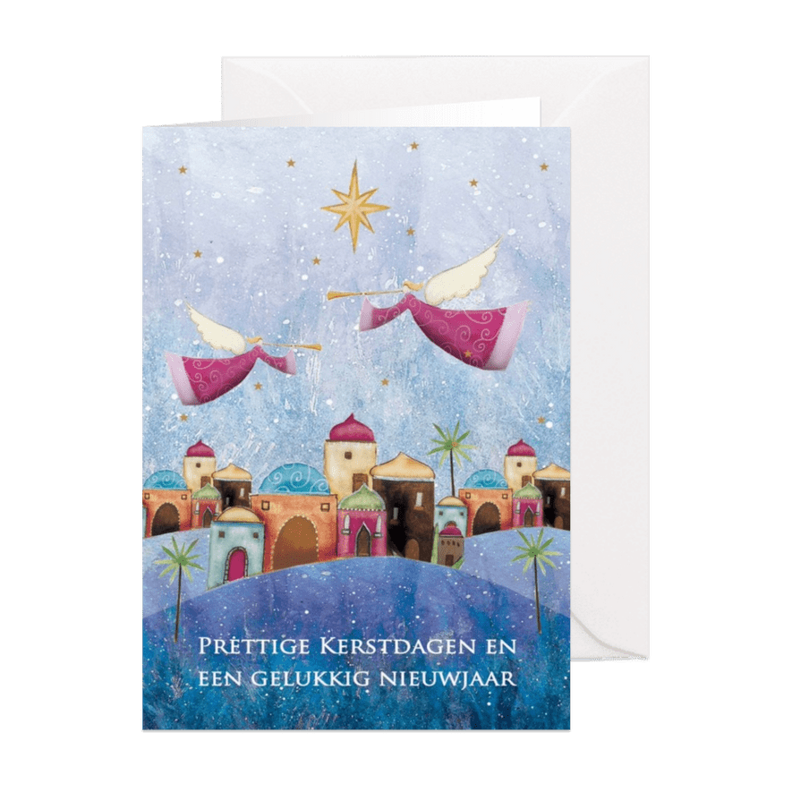 Kerstkaart met engelen - Kaartimpressie