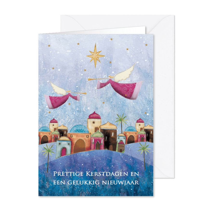 Kerstkaart met engelen - Kaartimpressie