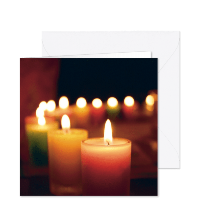 Kerstkaart met foto brandende kaarsen - Kaartimpressie