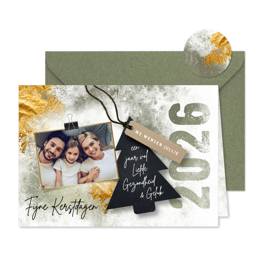 Kerstkaart met foto en kerstboom - Kaartimpressie