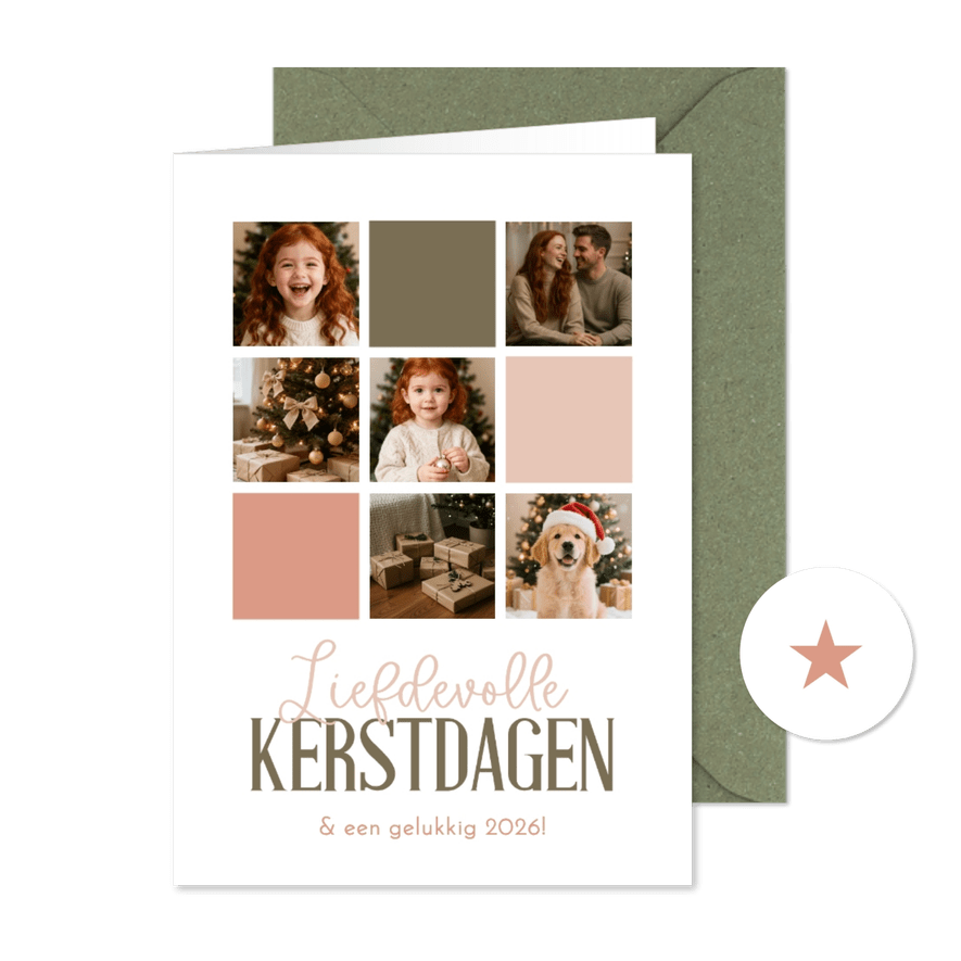 Kerstkaart met fotocollage en gekleurde vlakjes  - Kaartimpressie