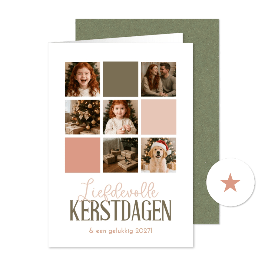 Kerstkaart met fotocollage en gekleurde vlakjes  - Kaartimpressie