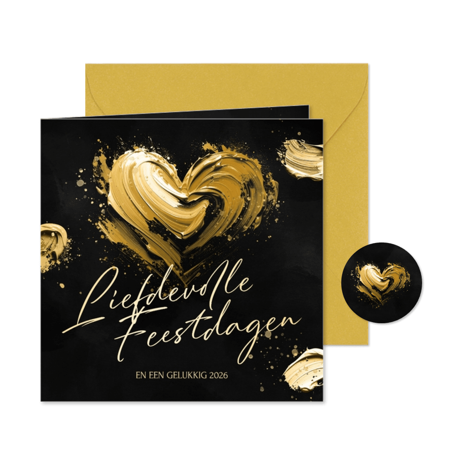 Kerstkaart met geschilderd hart liefdevolle kerst - Kaartimpressie