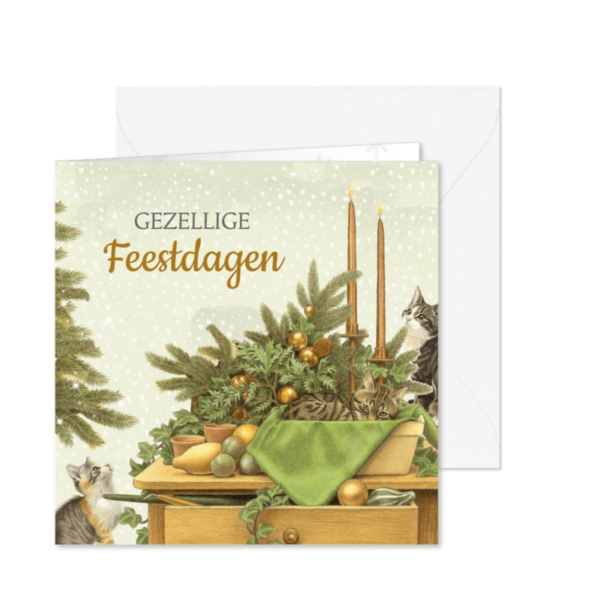 Kerstkaart met gezellige kersttafel - Kaartimpressie