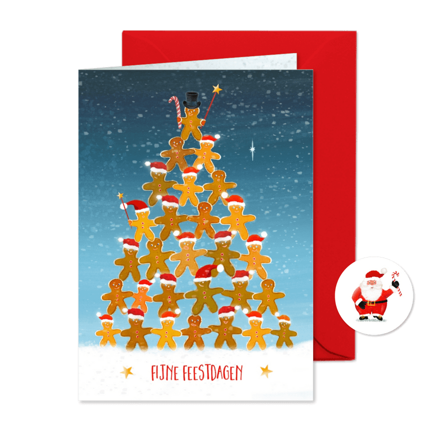 Kerstkaart met gingerbread-mannetjes - Kaartimpressie