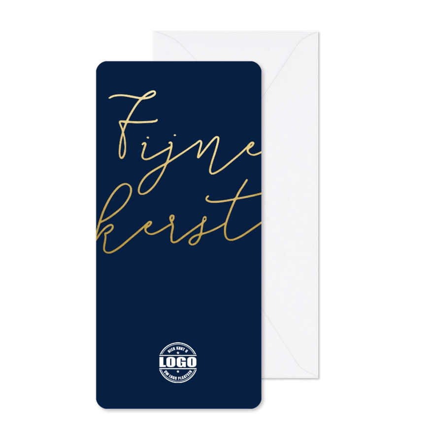 Kerstkaart met gouden tekst en logo langwerpig - Kaartimpressie