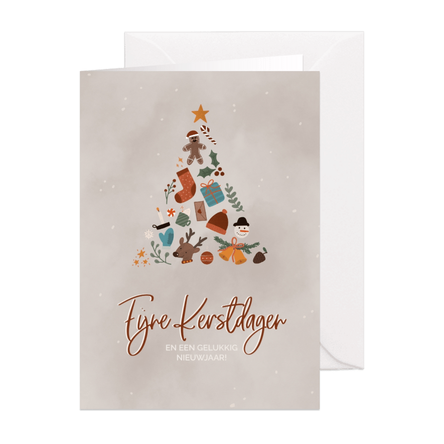 Kerstkaart met illustratie in boomvorm - Kaartimpressie