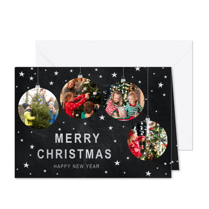 Kerstkaart met kerstballen foto's - Kaartimpressie