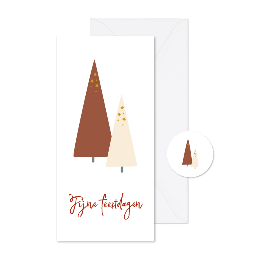 Kerstkaart met kerstbomen illustratie - Kaartimpressie