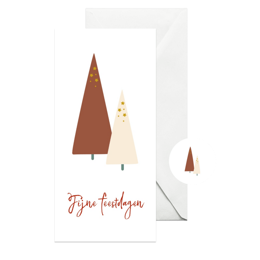 Kerstkaart met kerstbomen illustratie - Kaartimpressie