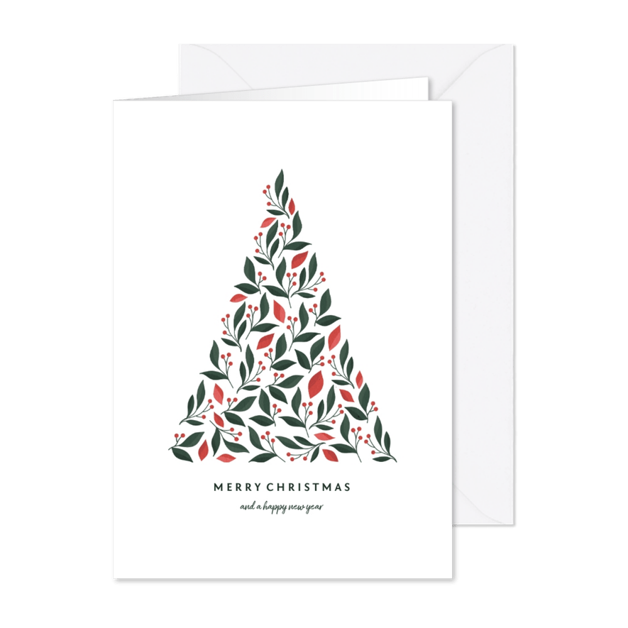 Kerstkaart met kerstboom botanisch licht - Kaartimpressie