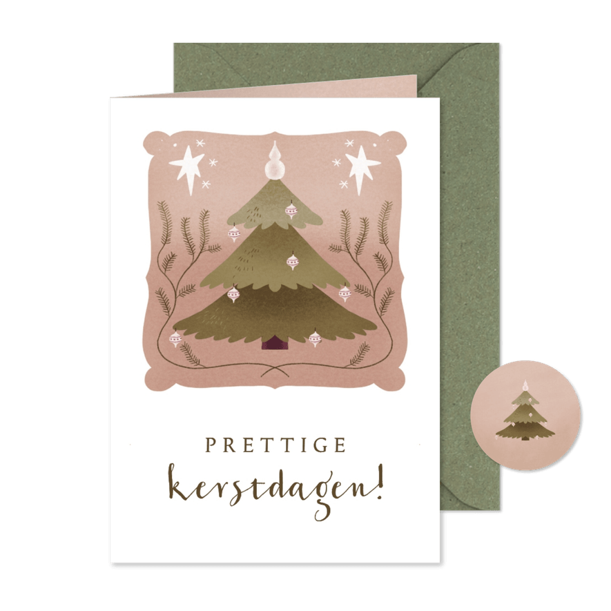 Kerstkaart met kerstboom in natuurlijke kleuren - Kaartimpressie