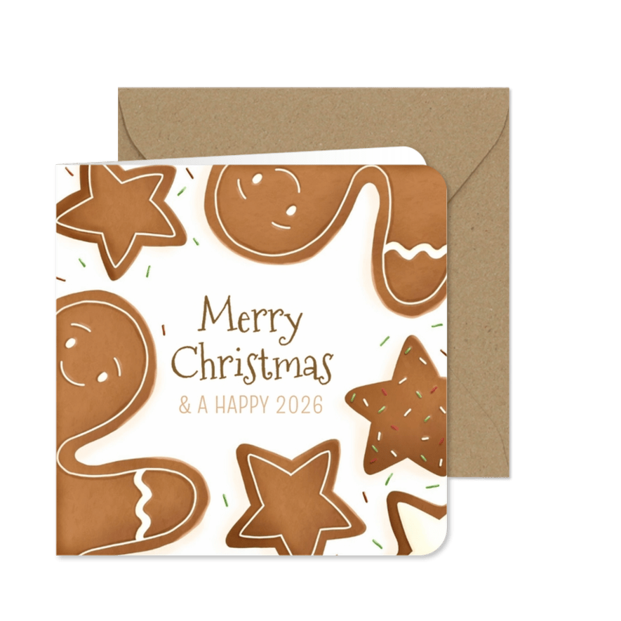 Kerstkaart met kerstkoekjes - Kaartimpressie