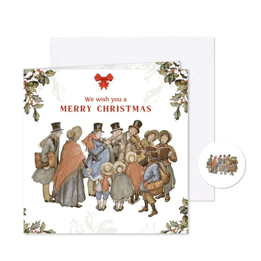 Kerstkaart met kerstkoor - Kaartimpressie