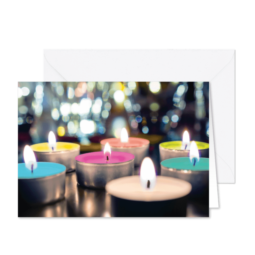 Kerstkaart met kerstlichtjes - Kaartimpressie