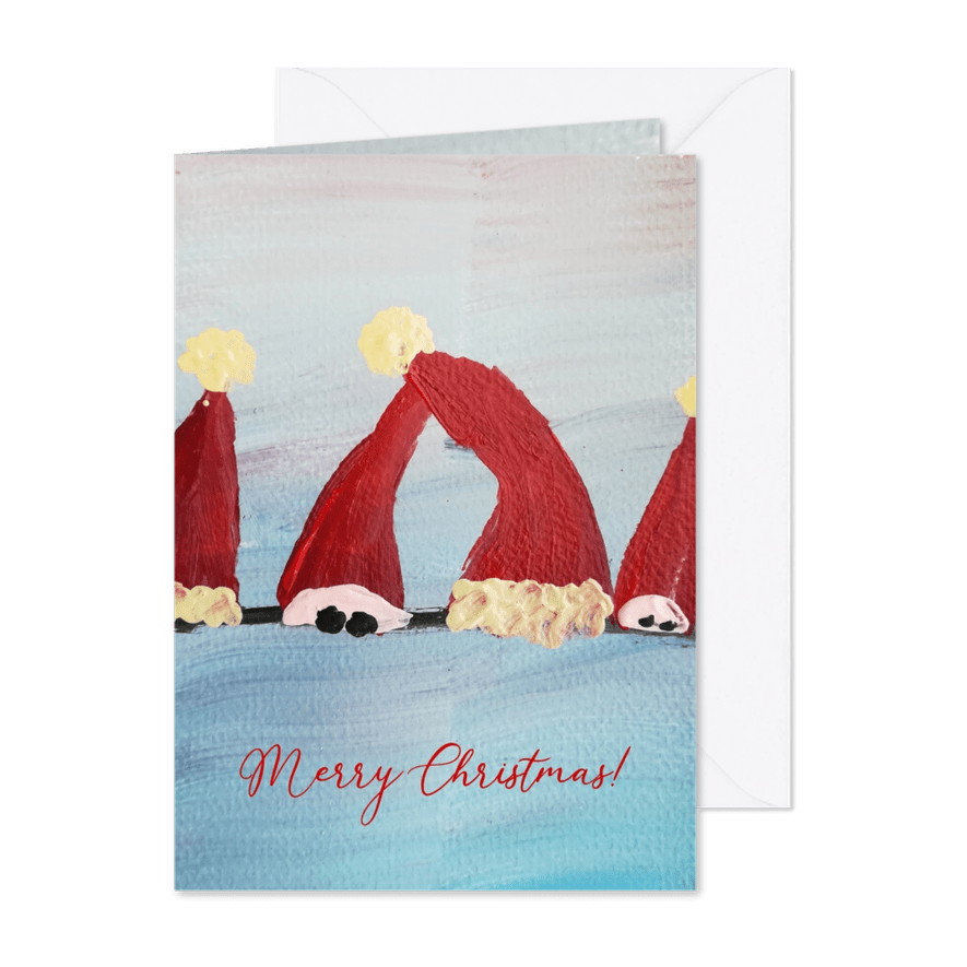 Kerstkaart met kerstmutsjes - Kaartimpressie