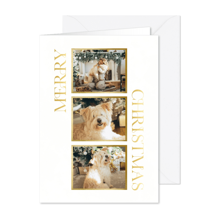 Kerstkaart met klassieke typografie en foto's - Kaartimpressie