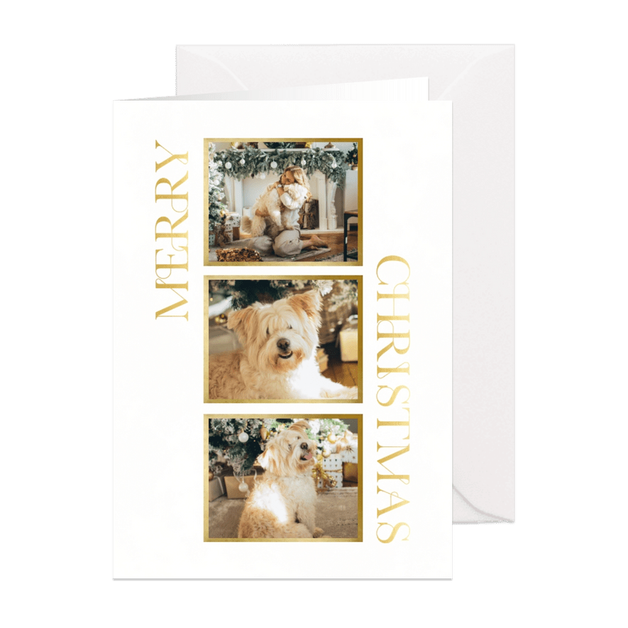 Kerstkaart met klassieke typografie en foto's - Kaartimpressie