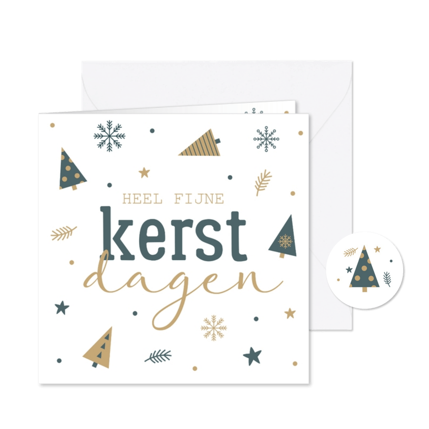 Kerstkaart met kleine kerstbomen - Kaartimpressie