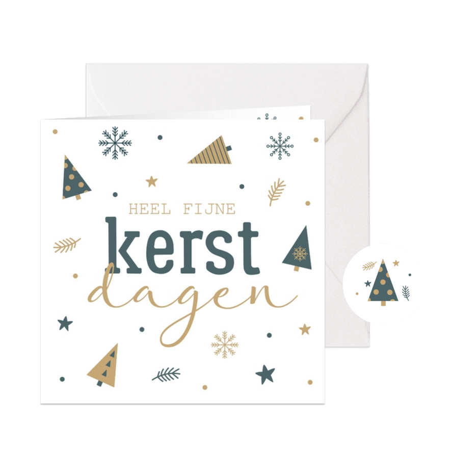 Kerstkaart met kleine kerstbomen - Kaartimpressie