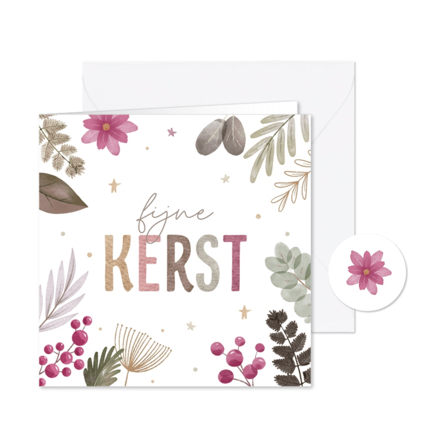 Kerstkaart met kleurrijke waterverf tekst - Kaartimpressie