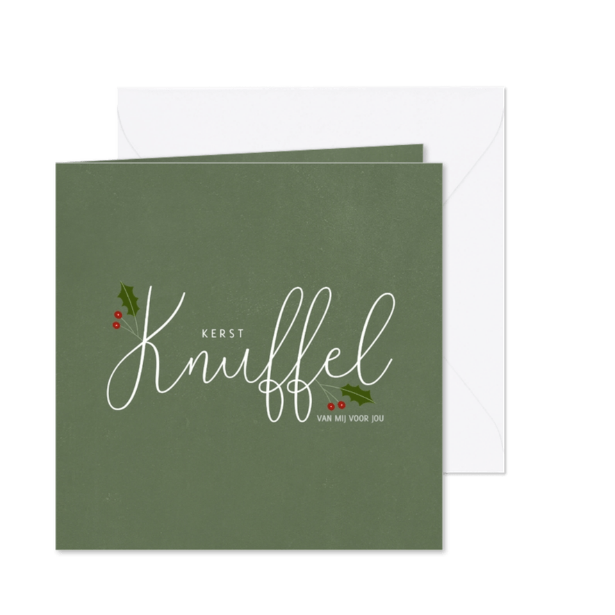 Kerstkaart met knuffel en dennentakjes - Kaartimpressie