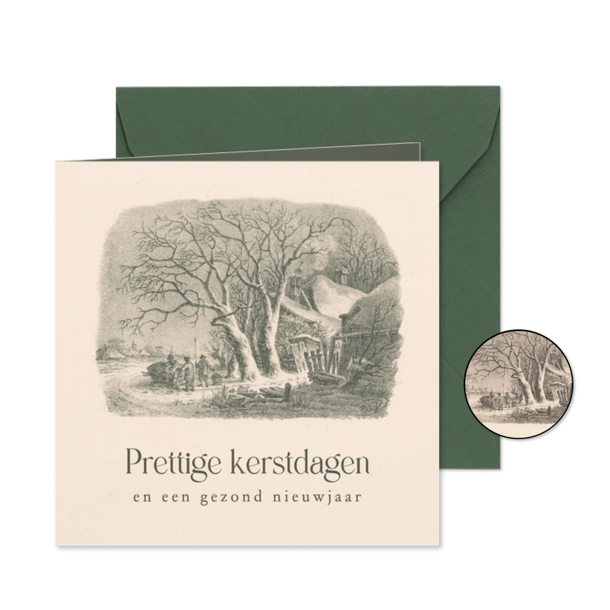 Kerstkaart met kunst van François Joseph Pfeiffer - Kaartimpressie