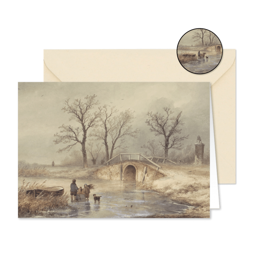 Kerstkaart met kunst van Johannes F Hoppenbrouwers winter - Kaartimpressie