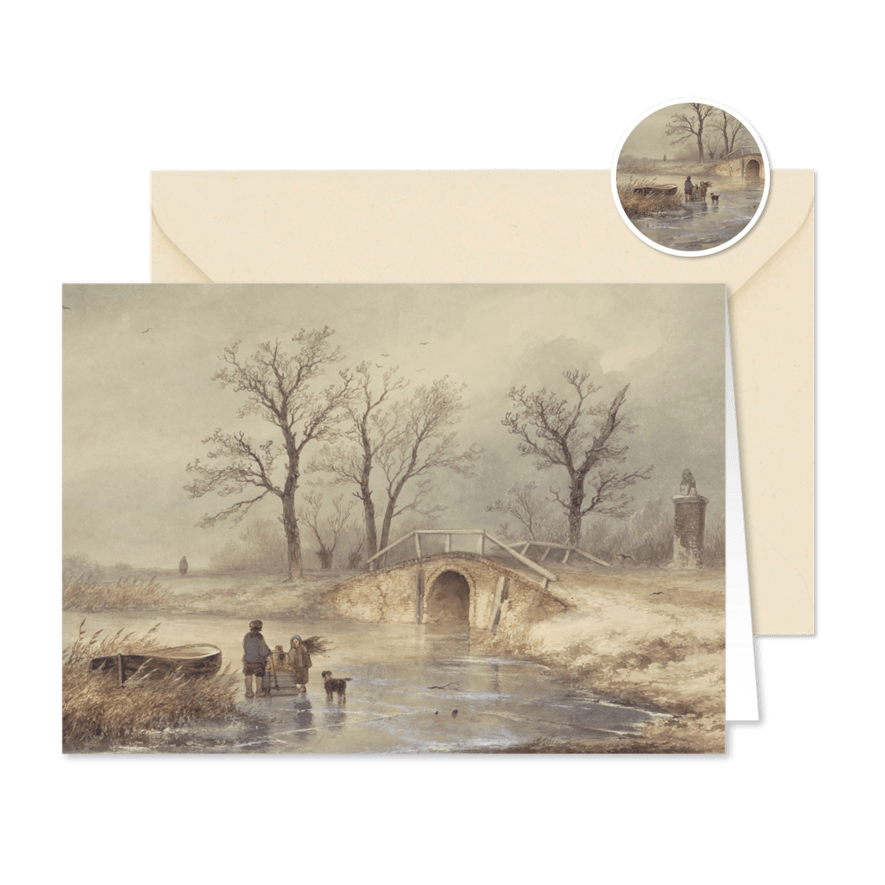 Kerstkaart met kunst van Johannes F Hoppenbrouwers winter - Kaartimpressie