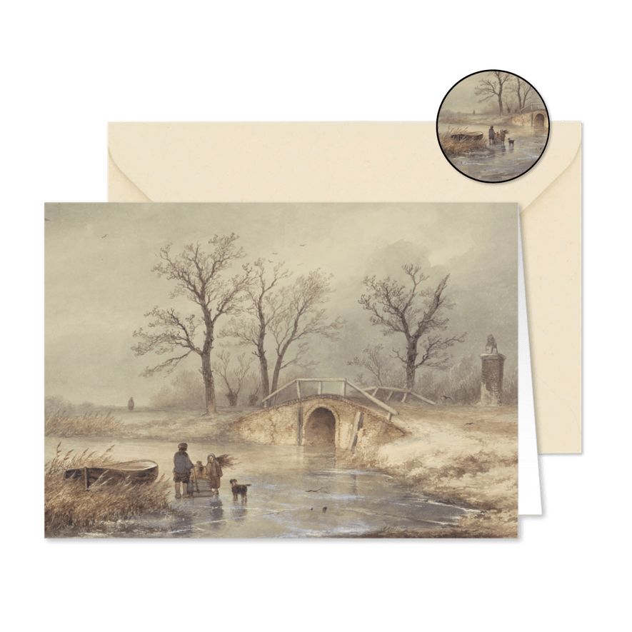 Kerstkaart met kunst van Johannes F Hoppenbrouwers winter - Kaartimpressie