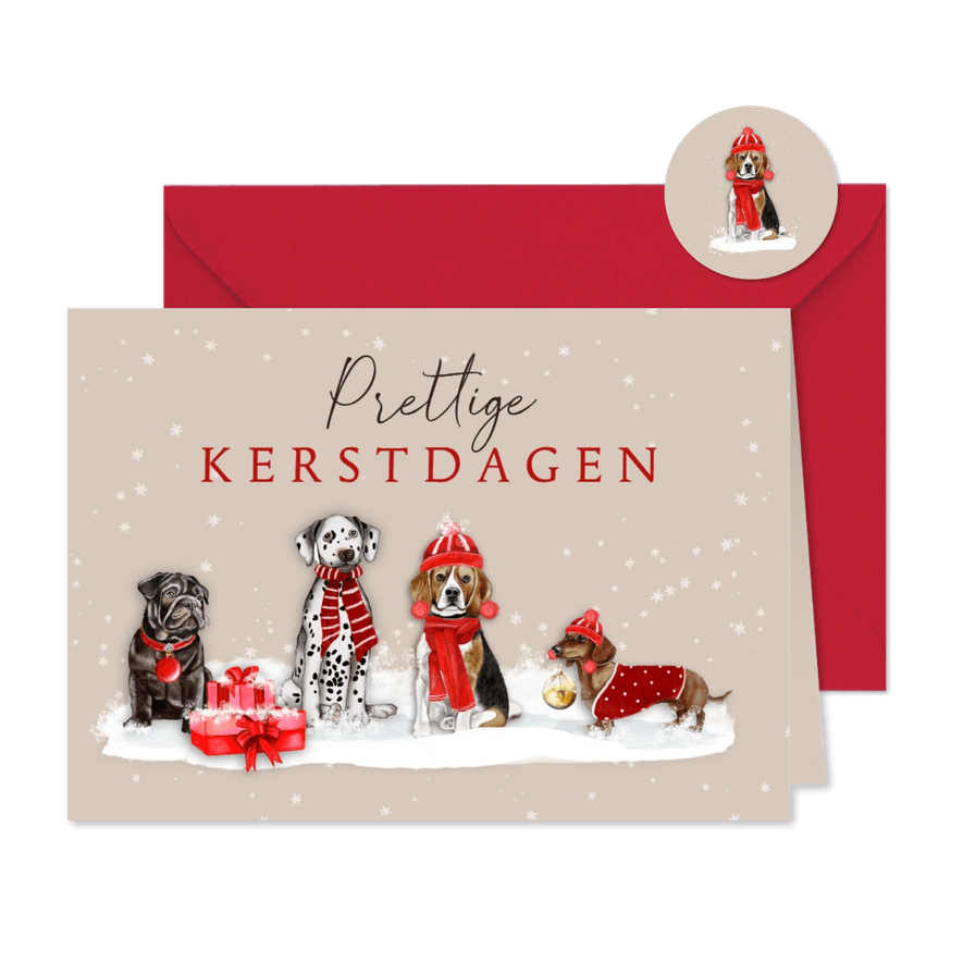 Kerstkaart met leuke hondjes - Kaartimpressie